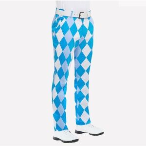 Royal & Awesome Men’s Golf Diamond Blue White Pants 38x32